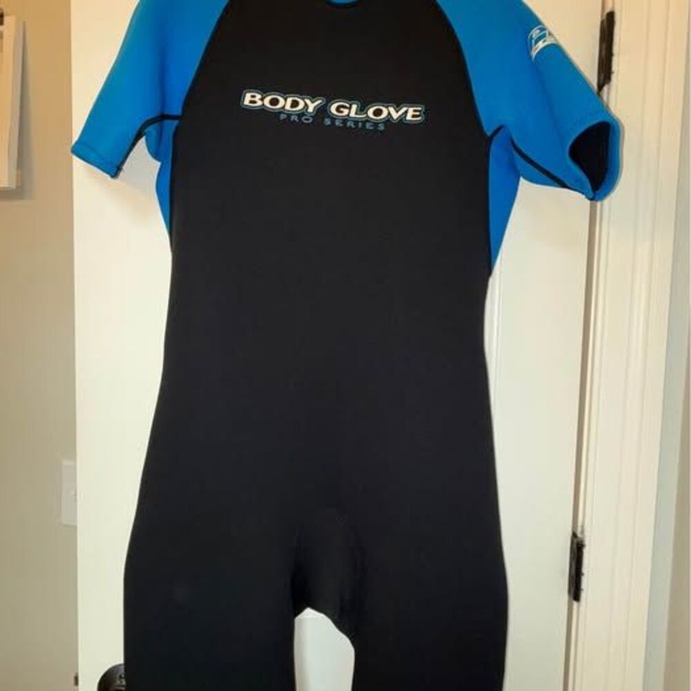 Body Glove Pro Series Shorty Wetsuit Mens XL Black Blue Excellent Used Condition